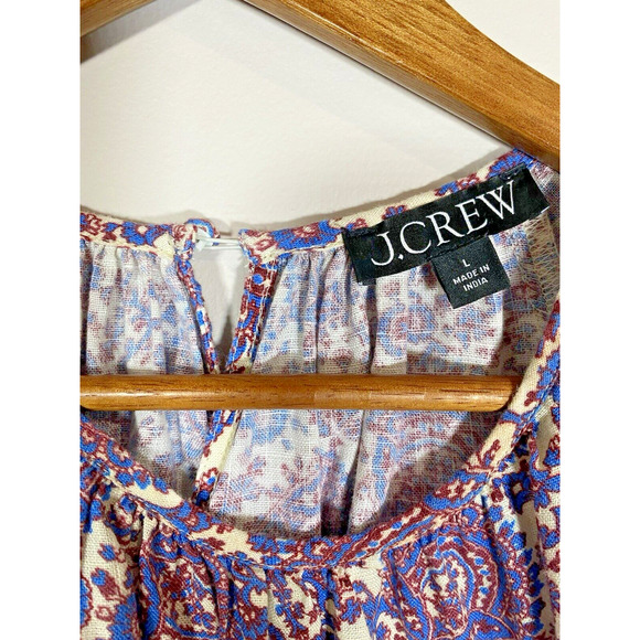 J. Crew Dress Women L Purple Floral Palermo Linen Fit & Flare Smocked Waist Mini - Picture 7 of 7